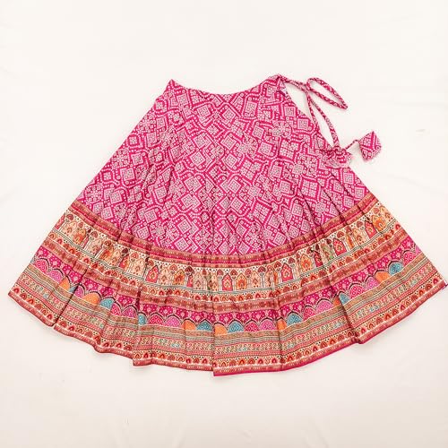 Image of E-Sqare Kids Girls Multicolour Bandhani Print Lehenga Choli Set | Ethnic Wear Dress | Readymade Clothing Set | 2 to 8 Years
