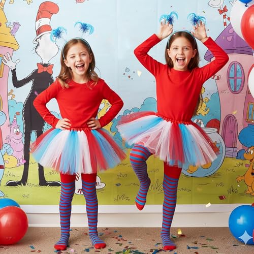 Disfraz completo tutu de tul para niñas azul y rojo miniatura 4