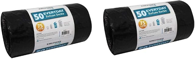 2 x Set of 50 Everyday Dustbin Liners Bin Bags, Refuse 75 Litre Size Sacks