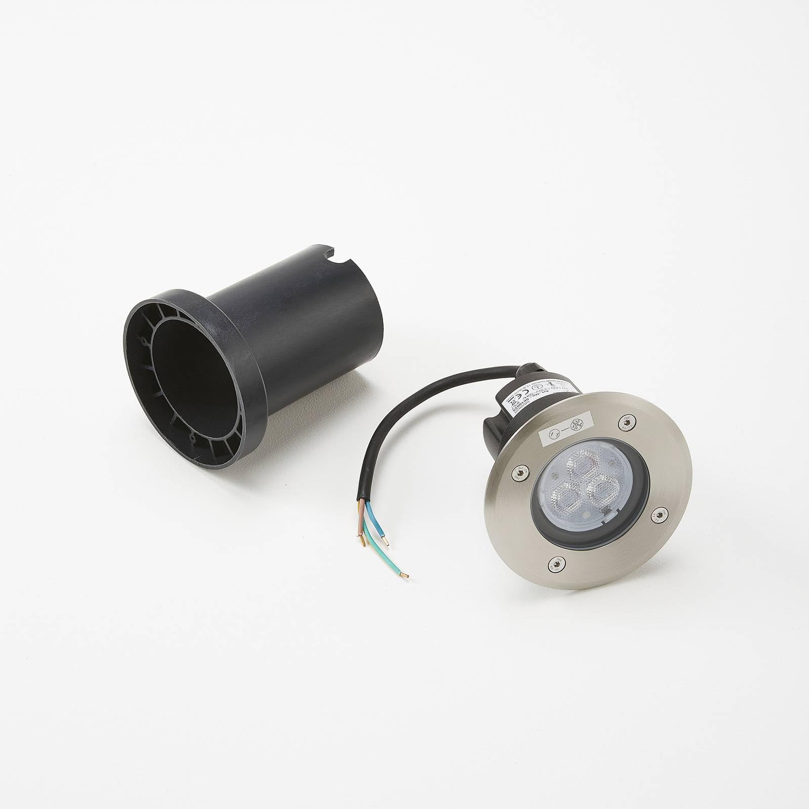 Lucande Bombillas LED foco empotrable de suelo exterior en acero | luz de suelo ip67 estanco al polvo y sumergible temporalmente, 3 fuentes de luz, moderno, 3000 k blanco cálido, de vidrio,