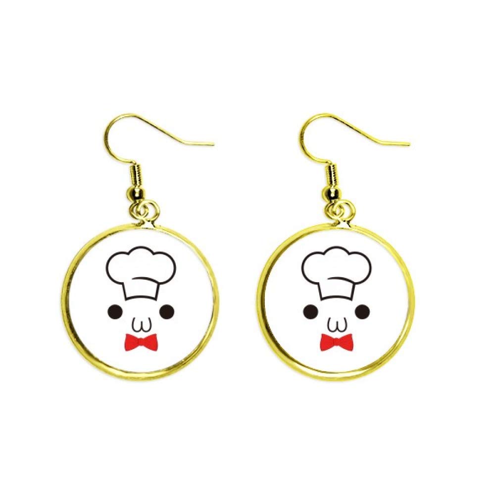 Lovely Face I Am A Chef Expression Ear Dangle Golden Drop Earring Jewelry Woman