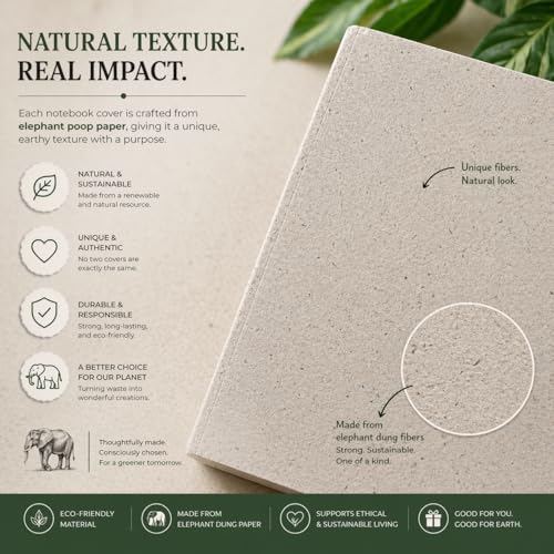 Image of Elephant Poop Pocket Notebook (9 x 14 cm) Pack of 10 | Unique Mini Journal for Gifting & Daily Notes | 64 Ruled Pages | Recycled Paper