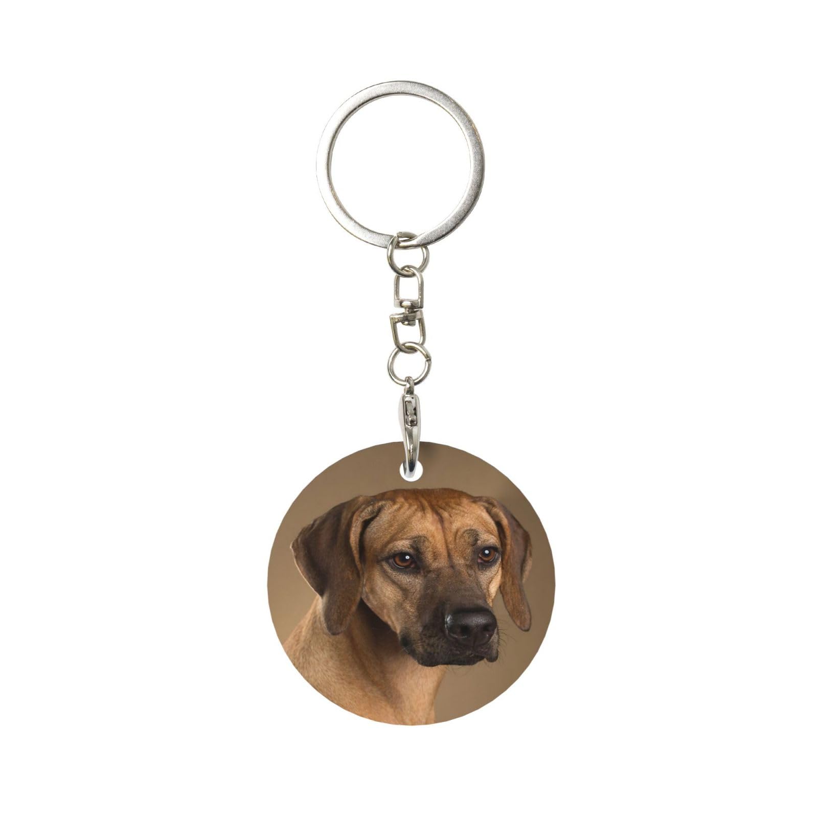 EgoMed Round Metal Keychain, Metal Keychains Keyring Car Key Chain Ring Holder 1 pc, Rhodesian Ridgeback