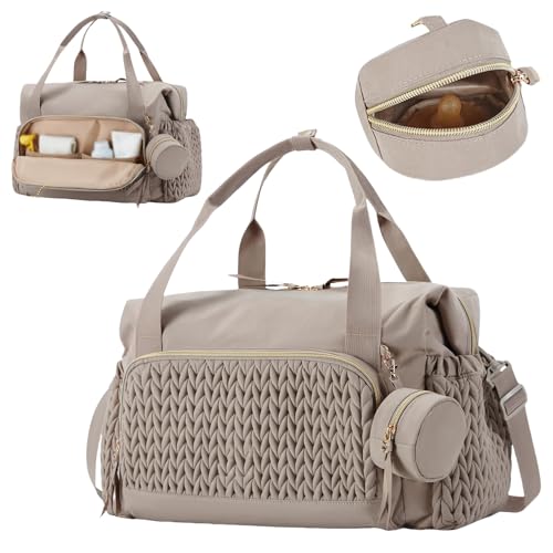 LAXDAMRE Diaper Bag Tote Large Capacity Baby Bag with شنطة اطفال رضع Travel Maternity Bag with Pacifier Holder and Changing Pad Multi-Function Organizer for Mom and Dad (Brown)