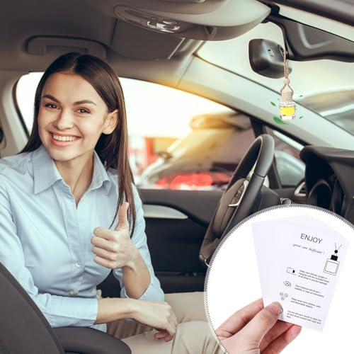 Image of DaisyInner 300 Sets Car Diffuser Bottles Empty Bulk Hanging Car Air Freshener Diffuser Bottles Glass Perfume Holder with Instruction Cards for Essential Oil Wedding Bridal Birthday Gifts (Cylindrical)