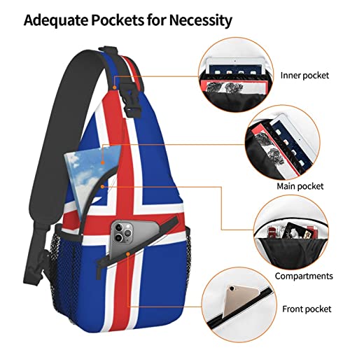 Mochila bandolera unisex con bandera de Islandia negra miniatura 5