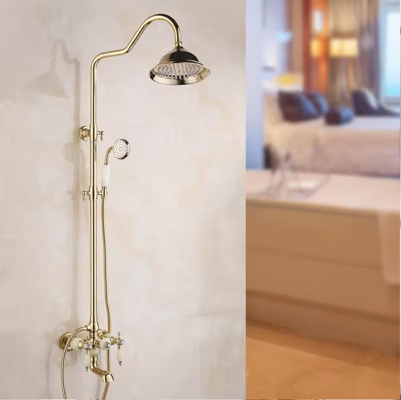 Aquieen Wall Mounted Single Lever Bathing Mixer With Sliding Rail,Hand Shower and Overehead Shower (B0DB9B3YL8) Amazon Price History, Amazon Price Tracker
