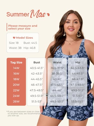 Image of Summer Mae Plus Size Swim Romper One Piece Swimsuit Women Blouson Bathing Suit with Pockets 2026 Modest Swimwear