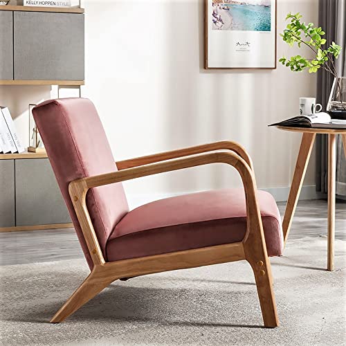 Container Furniture Direct Classic Comfortable Modern Boho Velvet Upholstered Lounge Armchair For Living Room, Reading, Bedroom, Office, And Small Spaces, Rose #TOP3
