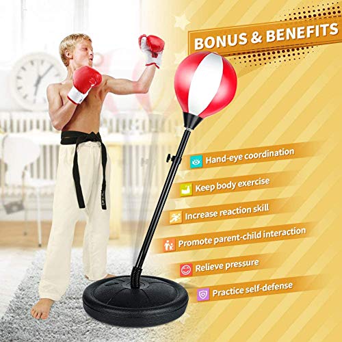 Kmuysl Punching Bag For Kids, Boxing Bag With Gloves, Height Adjustable Punching Bag For Age 5, 6, 7, 8 9 10+ Years Old Boys Girls, Ideal Chritsmas Birthday Gift For Kids #TOP1