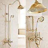  AQiMM Waschbecken Wasserhahn Bad Armatur Messing Gold Regendusche Set Messing Antik Warmes Und Kaltes Wasser Düse  Waschtischarmatur Badezimmer Waschbeckenamatur
