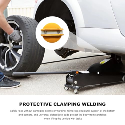 Image of Universal Magnetic Jack Pad, Aluminum Grooved Frame Rail Protector Pinch Weld Jack Adapter, Heavy Duty Slotted Magnetic Jacking Puck Pinch Weld Floor Jack Pad for Cars