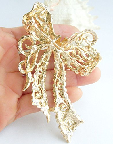 Image of 4.13 inch Rhinestone Crystal Bowknot Brooch Pin Pendant Wedding Prom Jewelry BZ5823