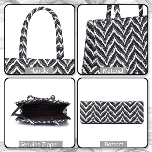 Tahamark-Womens-Printed-Synthetic-Leather-Tote-Bag-for-Office-College-and-Party-Black