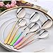 Mestolo Salsa Cucchiaio Mestolo da Cucina 6 pezzi Zuppa colori Cucchiaio in acciaio inox tondo Spoon, Titanio placcato posate coreana Cena cucchiaio addensare Soup Spoon 8.1in / 6in Mestolo Cucchiai e