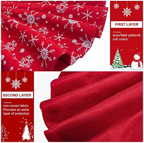 Snowflake Christmas Tree Skirt, Sopito 36Inch / 3 ft Christmas Tree Mat Large Red Fluffy Double Layers Xmas Tree Skirt Mat Xmas Decoration for Holiday Party New Year
