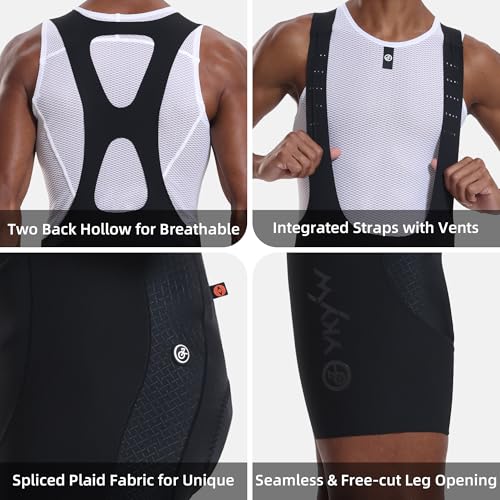Image of YKYWBIKE Cycling Bibs Men,Elastic Interface Padded Cycling Bib Shorts,Breathable Biking Bib Short Men