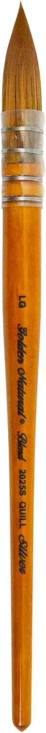Silver Brush Limited 2025S-LG Golden Natural Quill Paintbrush for Oil, Acrylic, Watercolor, Gouache, Inks, & Dyes, Size LG, Short Handle