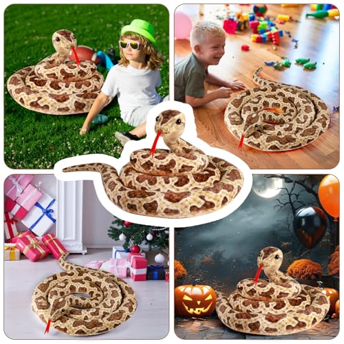 AYSYR Schlange Kuscheltier Große,Kuscheltier Schlange Emulation,Schlangen Kuscheltiere für Kinder Jungen Mädchen,Snake Prank Requisiten,Schlangen Spielzeug Halloween-Dekorationen(200 cm/78.7 in)
