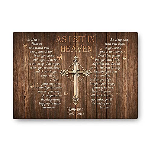 Christian Faith Buttefly As I Sit In Heaven Memorial Canvas Personalized Home Decor Loss of Mother Sympathy Gifts For Loss Of Father Personalized Family Member Loss Gift Condolences Gift