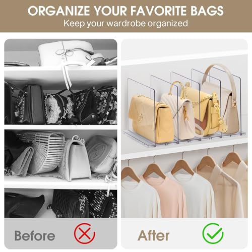 DoubleCare 5 StüCk Regaltrenner, Verstellbare Taschenteiler, Transparent Regalteiler Aus Acryl, Durchsichtige Handtaschen-Organizer FüR SchräNke