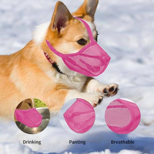 Image of Dog Muzzle, Soft Mesh Covered Muzzles for Small, Medium, Large and X-Large Dogs, Muzzle with Adjustable Straps, Prevent Barking, Biting, and Accidental Ingestion (X-Small,Pink)