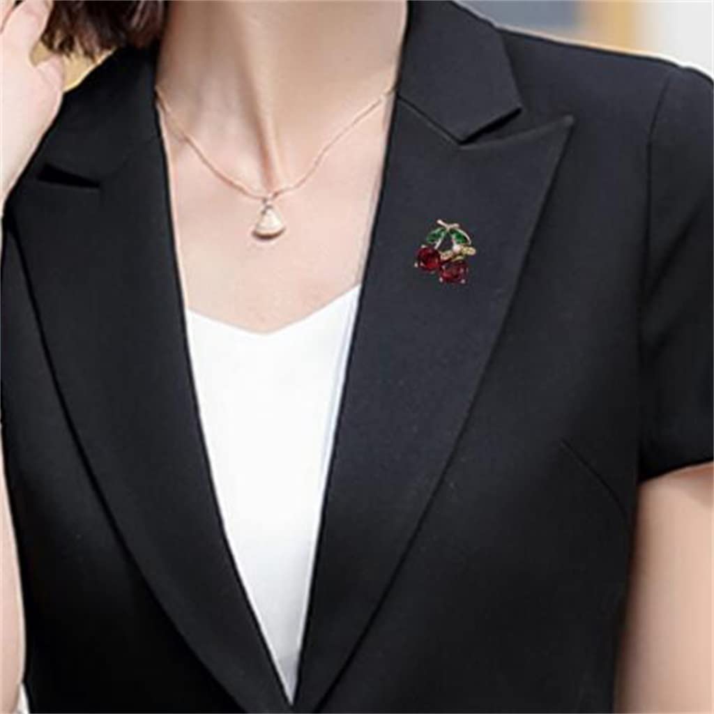 Modische und Elegante Damen-Kirschbrosche aus Legierung mit Diamant-Glas-Tropföl-Perlen-Corsage-Pin