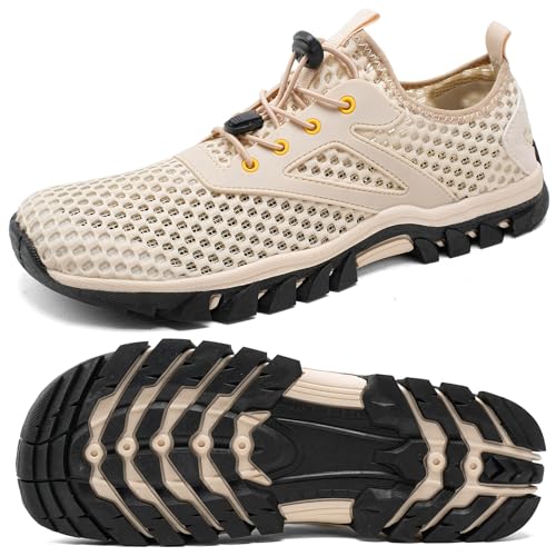 Wide Water Shoes Men Non-Slip Quick Drying Swim Beach Aqua Shoes for Women Water Sport Diving Hiking Sailing Travel River Shoes Summer Amphibious Shoes