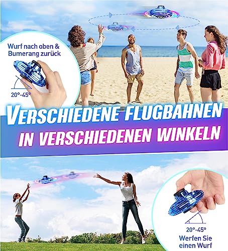 Zookao Fliegender Ball Mini Drohne, Flying Spinner mit LED Lichtern UFO Drohne Coole Sachen Spielzeug Weihnachts- und Geburtstagsgeschenke für Jungen, Mädchen und Teenager ab 8 9 10+ Jahren