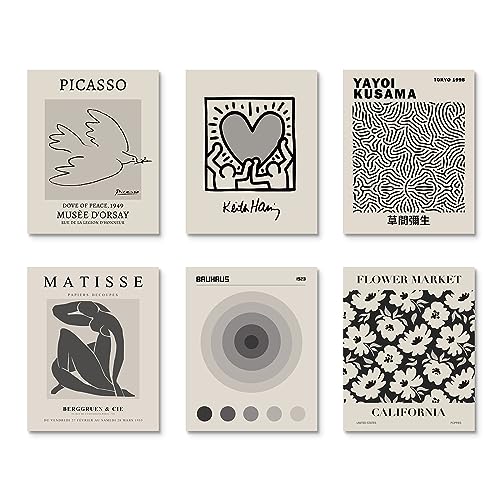 Image of Habseligkeit Gray Master Wall Art Prints, Abstract Matisse Wall Art Exhibition Posters, Vintage Wall Art Prints, Retro Room Decor for Aesthetic Bedroom 11x14inch, Unframed