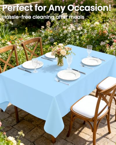 Image of LANLISA 4 Pack Light Blue Plastic Tablecloth Disposable, 54 x 108 Inch