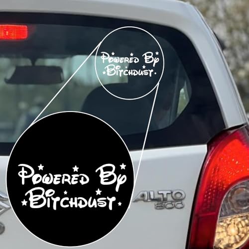 Image of DF Powered by Dust Vinyl Decal Sticker 7.5 inch inchx3.2 inch inch White - Funny Sticker for Cars, Trucks, Walls, Laptops - Humorous Decal for Vehicles - Waterproof and Outdoor Use inch inch
