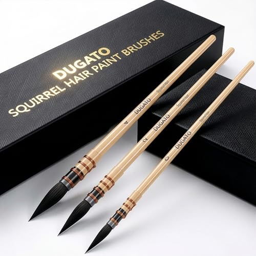 DUGATO Professional Squirrel Hair Watercolor Brushes Set