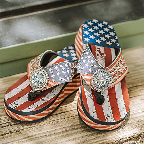 Montana West Women's Hand Beaded Flip Flop Sandals Embroidered Studded Comfortable Wedge Sandals Flip Flop Red Cw-Us06-S037Rd-7 #TOP5