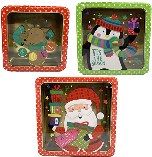 Alef Christmas/Holiday Set Of 3 Decorative Nesting Tins (Square) #TOP4