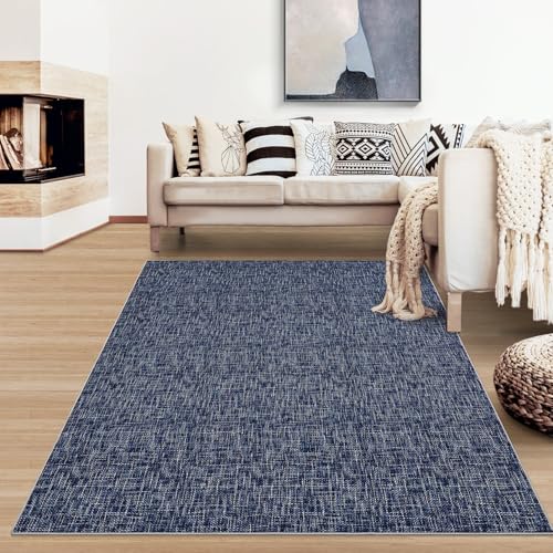RUGSREAL 5x7 Washable Non-Slip Abstract Area Rug, Blue