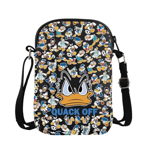 VAMSII Funny Duck Crossbody Bag Duck Lover Gift (BLK-Quack Off CB)
