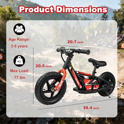 LEFELWEL Electric Balance Bike for Kids Ages 3-5, Adjustable Speed and Long Range, Lightweight and Durable, Safety Handbrake, Electric Dirt Bike Ebike for Kids - Image 6