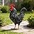 Ratuor Rooster Garden Statue Sculpture Metal Chicken Yard Decor Outdoor Figurines Patio Backyard Decoration (Black)