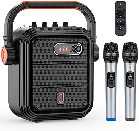 JYX Karaoke Machine for Adults and Kids with 2 UHF Wireless Microphones, TWS, FM Radio, Audio Recording - PA Speaker System Supports Bluetooth/AUX/USB/TF Card for Party, Meeting, Wedding