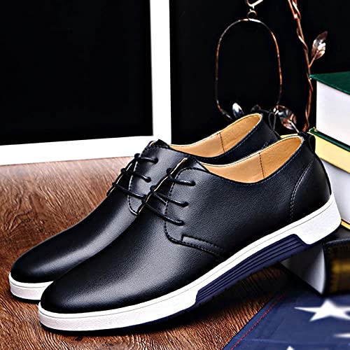 Color Four Style Wear Shoes Solid Breathable Business Leather Seasons Leisure Men's Formal Men's Mens No Slip Shoes 12 (Black, 11)3