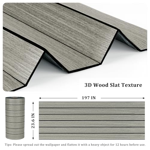 STICKEEP 3D Wood Slat Wall Panels Self Adhesive Acoustic Wood Walls Panel for Studio Peel and Stick Textured Slat Wall Paneling Wallpaper for Bathroom Office Storage Room Decor 23.6"x197" by STICKEEP - Used condition - Image 5