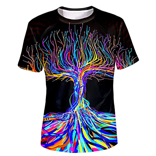 LAIDIPAS T-shirt unisexe pour homme et femme T-shirt graphique 3D T-shirt fantaisie adulte Taille S-XXL, Arbre lumineux, Taille XL