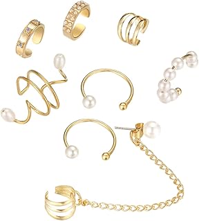 8 Pçs Clipe De Orelha De Pérola Brincos De Pérola Huggie Jóias De Strass Jóias Femininas De Orelha Para Brinco Pinos Para Sem Piercing Punho De Orelha