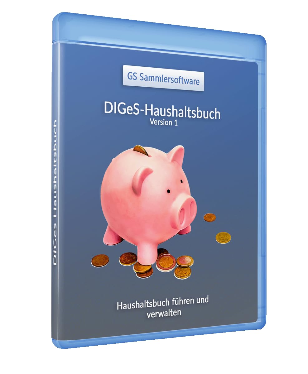 DIGeS Haushaltsbuch Software, Einnahmen- und Ausgabenverwaltung, für Windows 8/10/11, mit Import- und Exportfunktion