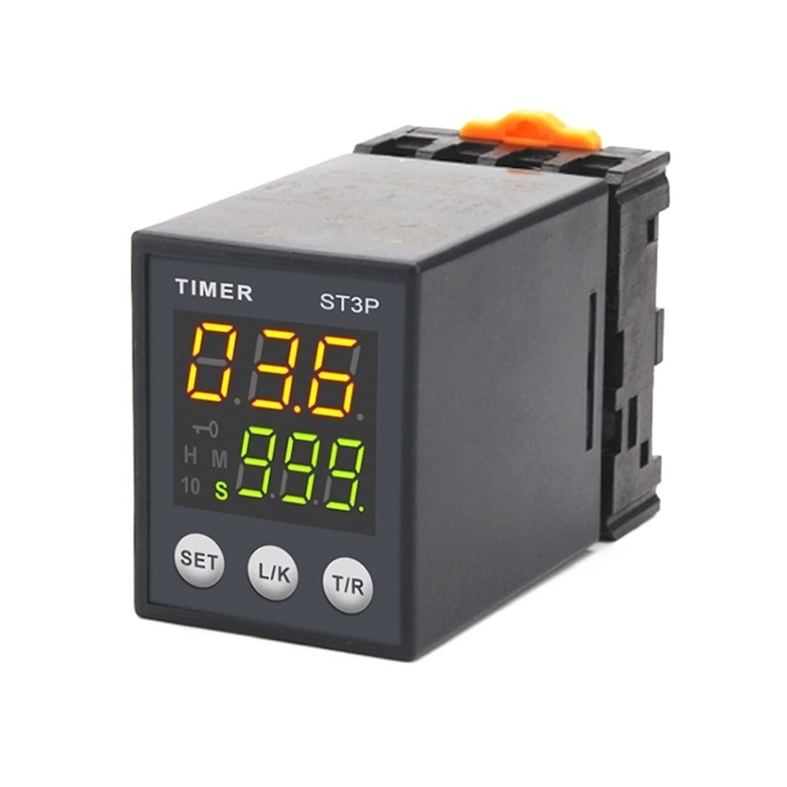 Relè temporizzato digitale LCD ST3P-1Z ST3P-2Z ST3P-2ZH Relè ritardato programmabile Ritardo spegnimento 12V/24V/220V con base presa PF083A Accessori elettronici(Size:ST3P-1Z 24V)