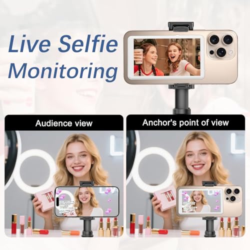 Image of Selfie Monitor Screen for Iphone & Android, 2026 Patented Wireless Magnetic Back Camera Monitor, Vlog Content Creator Essentials, 1800mAh, Up to 3 Hours Runtime, White (Not for Google Pixel)