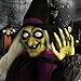 Haunted Hill Farm Life-Size Scary Talking 3 Witches with Cauldron Halloween Animatronic, Indoor or Covered Outdoor Poseable Halloween Decorations with Light up Eyes and Sound, Battery Operated