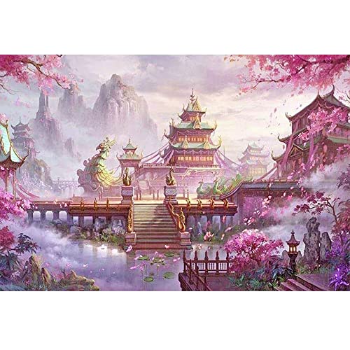 DCIDBEI 5D DIY Diamond Painting Eckige Steine 50x40 cm 3D Ai Diamond Painting Japan Landschaft Perlen Bilder Japanische Kirsche Cicegi Mosaik Puzzle Strass Stickerei Diamant Painting Bilder Basteln