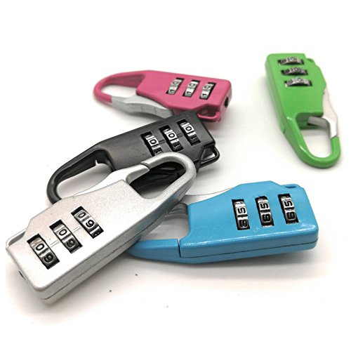 Image of 3-Digit Combination Lock of Zinc Alloy, The Small Safe Combination Padlock for Suitcases Luggage Briefcases Computer Bags Schoolbags Backpacks, Pack of 5